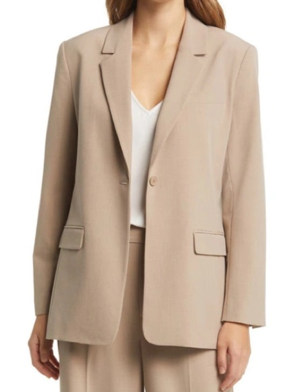 Boyfriend Blazer In Tan Cobblestone